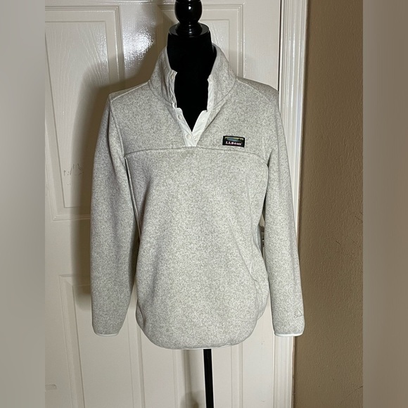 L.L. Bean Jackets & Blazers - LL Bean Sweater Womens Medium Ivory Outdoor Sweatshirt Lightweight Casual Preppy